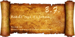 Bakányi Filotea névjegykártya